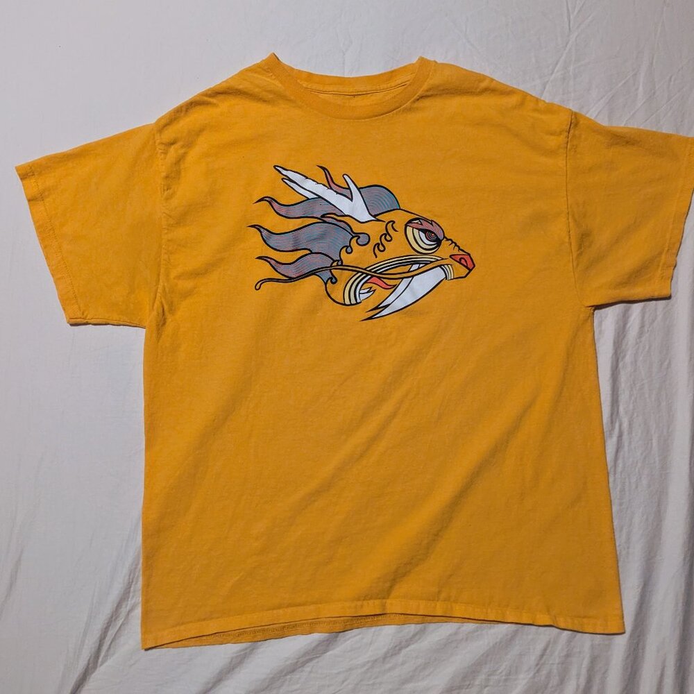 Chinese Dragon T Shirt Yellow Size Size L